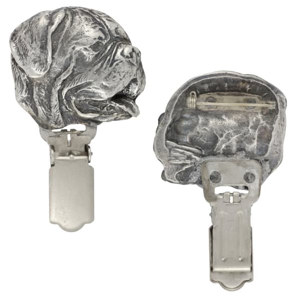 Bordeaux Dog, Dogue de Bordeaux, French Mastiff - broche med clips, startnummerholder, forsølvet hundeudstillingsnål af Art-Dog