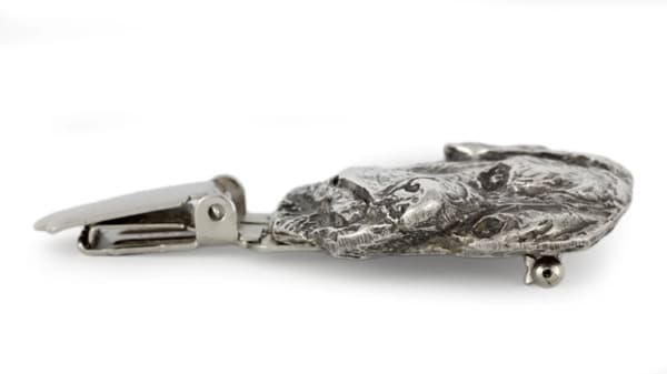 Rottweiler - broche med clips, startnummerholder, forsølvet nål til hundeudstillinger af Art-Dog