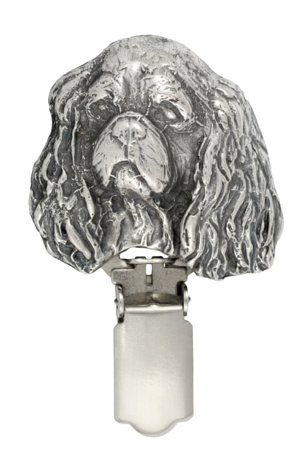 Hovawart - rintakoru klipsillä, aloitusnumeron pidike, hopeoitu neula koiranäyttelyihin Art-Dog