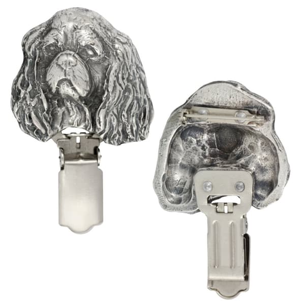 Hovawart - rintakoru klipsillä, aloitusnumeron pidike, hopeoitu neula koiranäyttelyihin Art-Dog