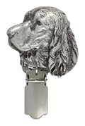 Miniatyrbillede 2 af 9: Engelsk Springer Spaniel - broche med clips, startnummerholder, forsølvet nål til hundeudstillinger af Art-Dog