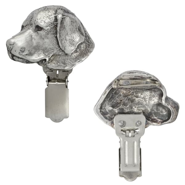 Labrador Retriever - broche med clips, startnummerholder, forsølvet nål til hundeudstillinger af Art-Dog