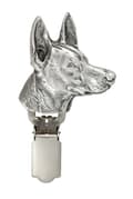 Miniatyrbillede 2 af 9: Faraos hund, maltesisk greyhound - broche med clips, startnummerholder, forsølvet hundeudstillingsnål af Art-Dog