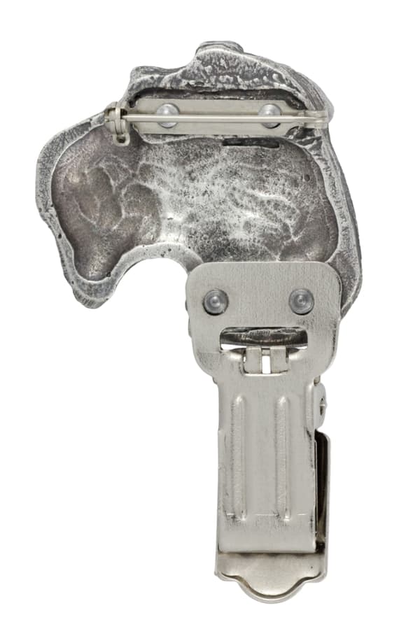 Airedale Terrier, Waterside Terrier - broche med clips, startnummerholder, forsølvet hundeudstillingsnål fra Art-Dog