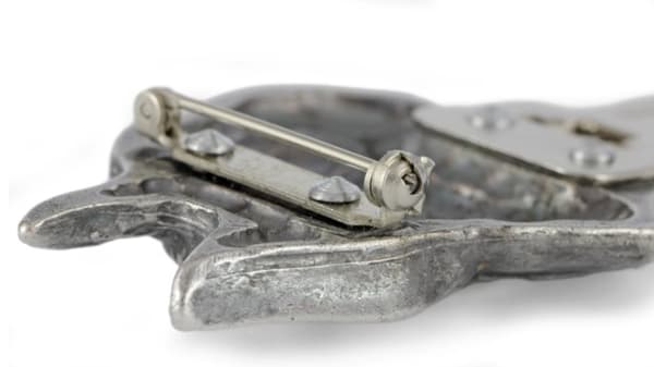 Boxer, Boxer - broche med clips, startnummerholder, forsølvet nål til hundeudstillinger af Art-Dog
