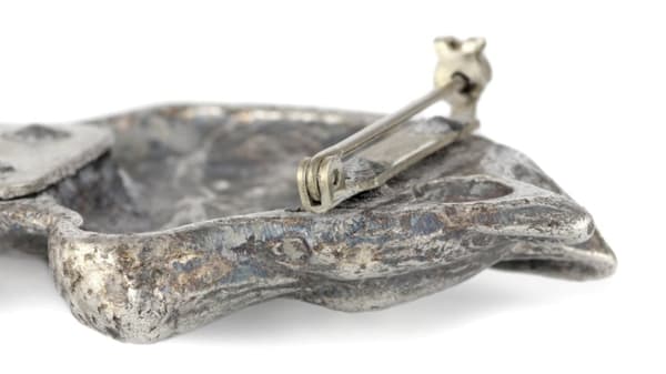 German Wirehaired Pointer, Drahthaar - broche med clips, startnummerholder, forsølvet nål til hundeudstillinger af Art-Dog