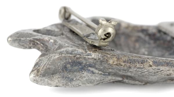 German Wirehaired Pointer, Drahthaar - broche med clips, startnummerholder, forsølvet nål til hundeudstillinger af Art-Dog