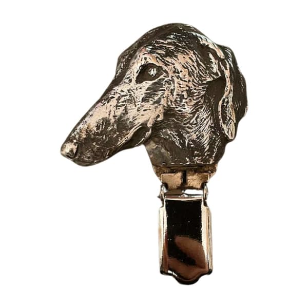 African Greyhound, Azawakh I - broche med clips, startnummerholder, forsølvet nål til hundeudstillinger af Art-Dog