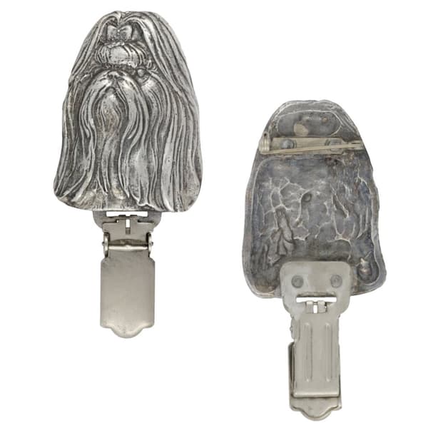 Shih Tzu, Shi tsu, Shi-Tzu, Szi-cu, Szitzu - rintakoru klipsillä, aloitusnumeron pidike, lahja Art-Dogin koiranäyttelyyn