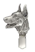 Pikkukuva 3 / 10: Doberman, Dobermann - rintakoru klipsillä, lähtönumeron pidike, lahja koiranäyttelyyn Art-Dog