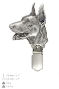 Pikkukuva 4 / 10: Doberman, Dobermann - rintakoru klipsillä, lähtönumeron pidike, lahja koiranäyttelyyn Art-Dog