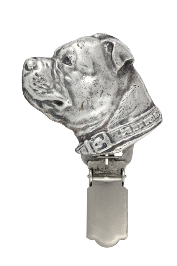 Staffordshire Bull Terrier, Staffik, Staffi - broche med clips, startnummerholder, gave til en hundeudstilling af Art-Dog