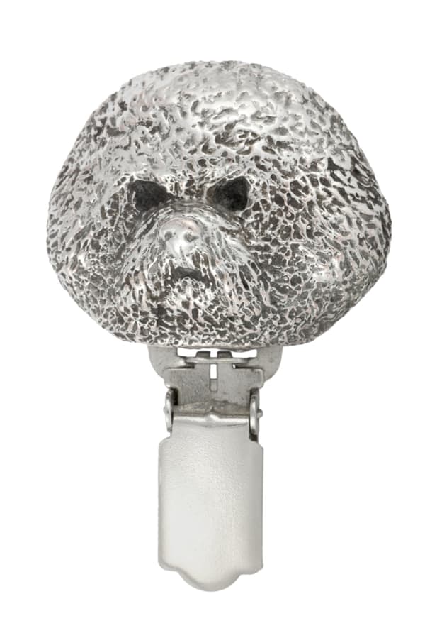 Bichon Frise, Tenerife Dog - rintakoru klipsillä, lähtönumeron pidike, lahja koiranäyttelyyn Art-Dog