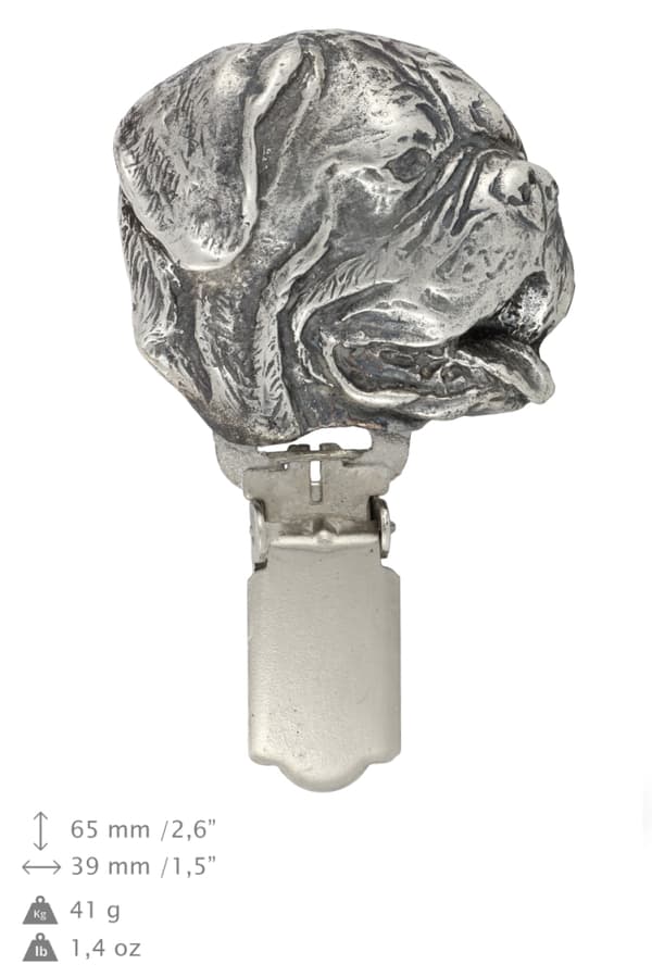 Bordeaux Dog, Dogue de Bordeaux, French Mastiff - broche med clips, startnummerholder, gave til en hundeudstilling af Art-Dog