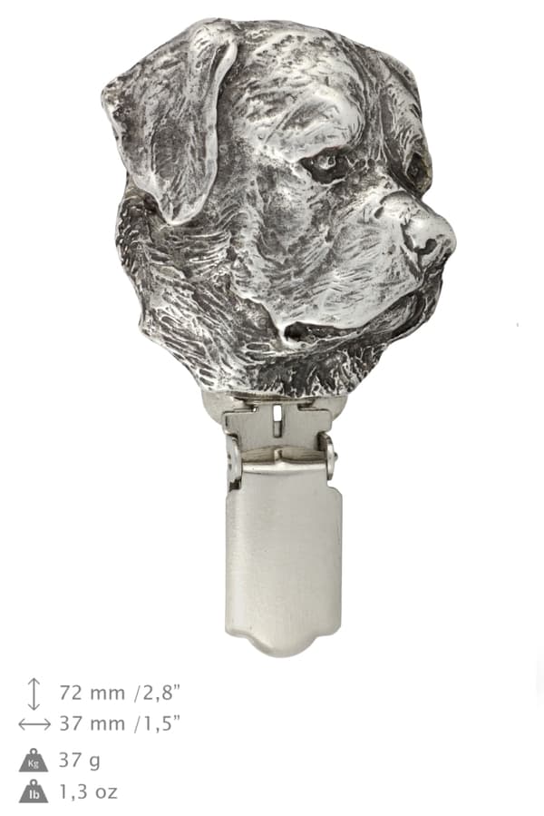 Rottweiler - rintakoru klipsillä, aloitusnumeron pidike, lahja koiranäyttelyyn Art-Dog