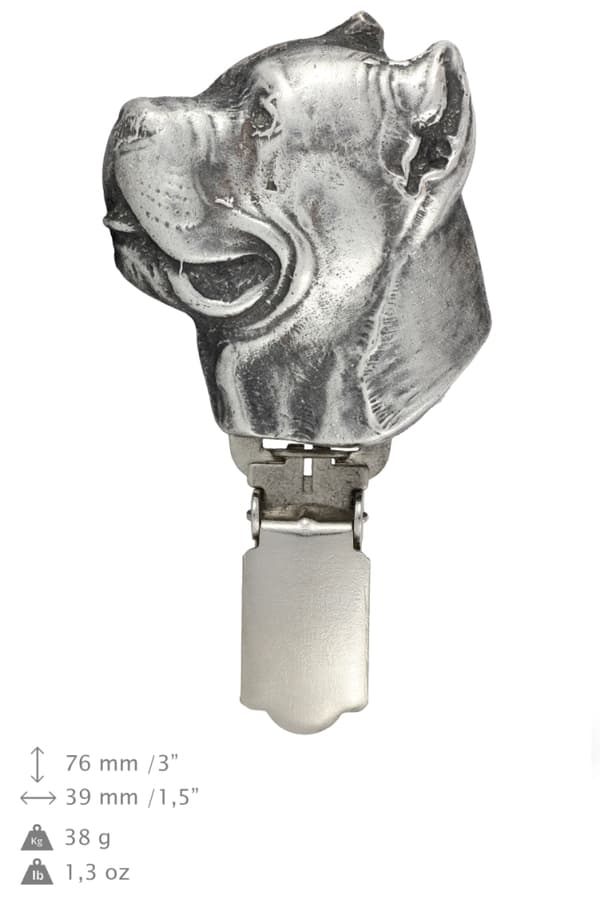 Cane Corso Italiano - broche med clips, startnummerholder, gave til en hundeudstilling af Art-Dog
