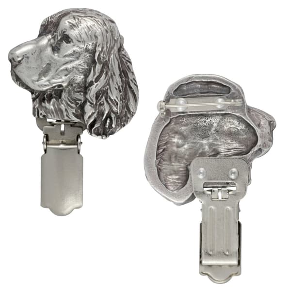Englanninspringerspanieli - rintakoru klipsillä, aloitusnumeron pidike, lahja koiranäyttelyyn Art-Dog