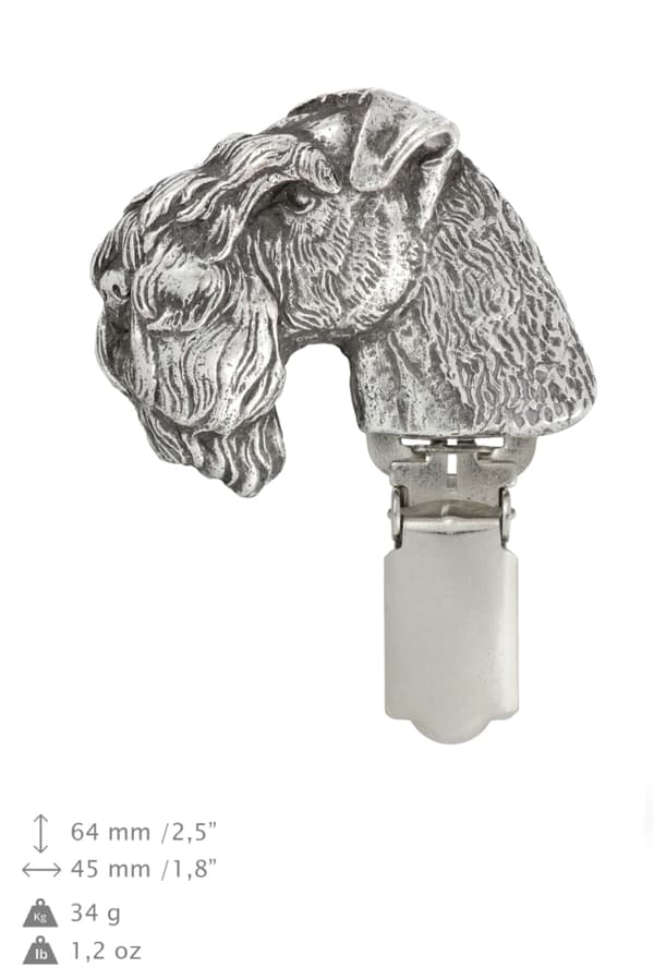 Kerry Blue Terrier, Irish Blue Terrier - broche med clips, startnummerholder, gave til en hundeudstilling af Art-Dog