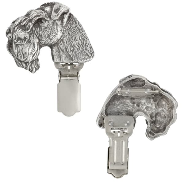 Kerry Blue Terrier, Irish Blue Terrier - broche med clips, startnummerholder, gave til en hundeudstilling af Art-Dog