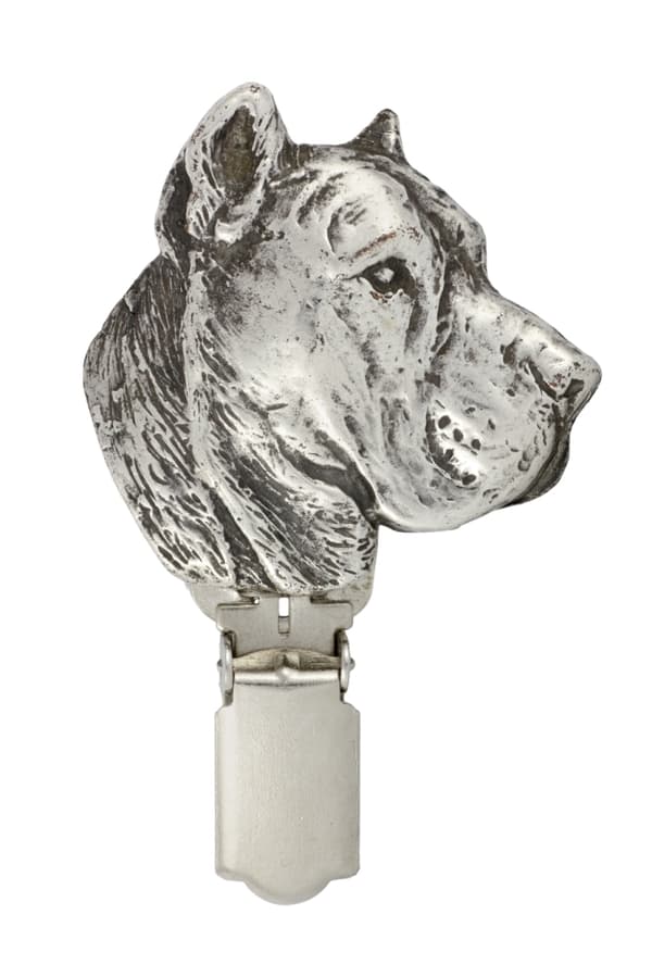 Presa Canario, Grand Danois - broche med clips, startnummerholder, gave til en hundeudstilling af Art-Dog