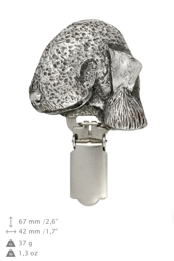 Bedlington Terrier, Rothbury Terrier - broche med clips, startnummerholder, gave til en hundeudstilling af Art-Dog