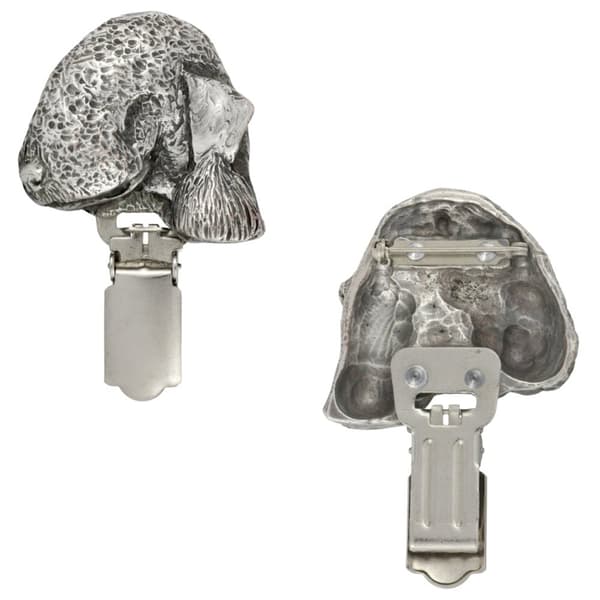 Bedlington Terrier, Rothbury Terrier - broche med clips, startnummerholder, gave til en hundeudstilling af Art-Dog