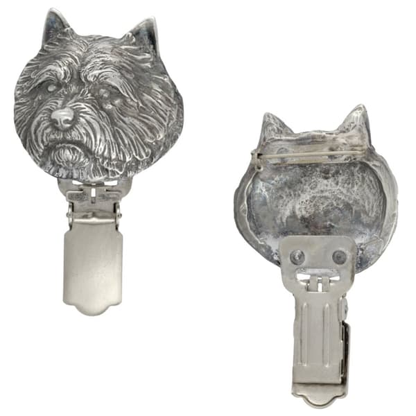 Norwich Terrier - broche med clips, startnummerholder, gave til hundeudstilling af Art-Dog