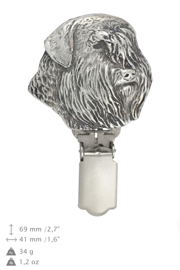 Bouvier des Flandres - broche med clips, startnummerholder, gave til hundeudstilling af Art-Dog