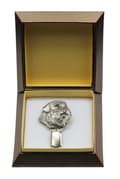 Miniatyrbillede 2 af 10: Bouvier des Flandres - broche med clips, startnummerholder, gave til hundeudstilling af Art-Dog