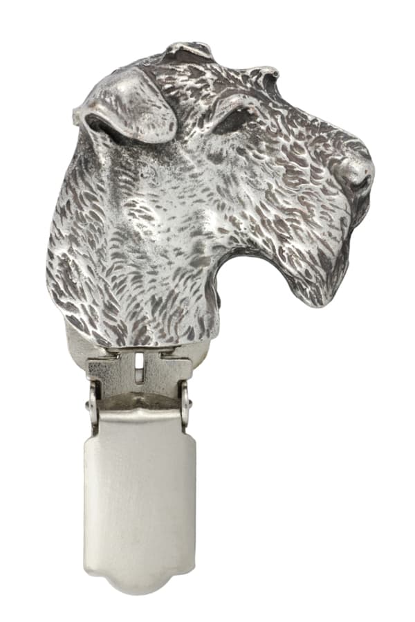 Airedale Terrier, Waterside Terrier - rintakoru klipsillä, lähtönumeron pidike, lahja koiranäyttelyyn Art-Dog