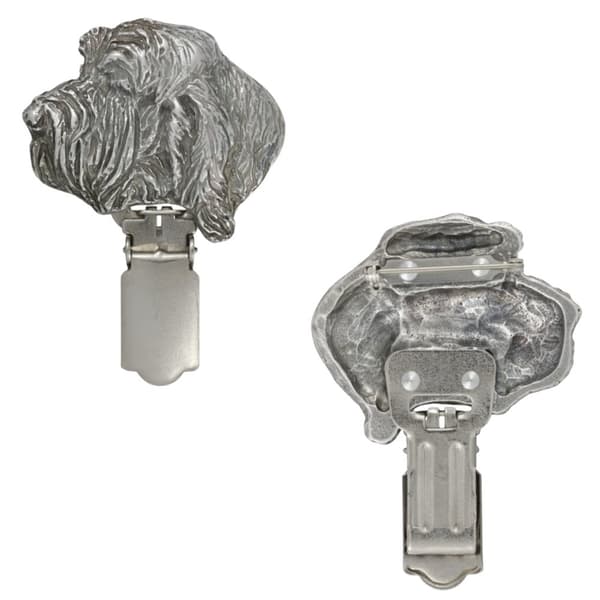 Stor Vendéen Griffon, Grand Griffon Vendéen - broche med clips, startnummerholder, gave til hundeudstilling af Art-Dog