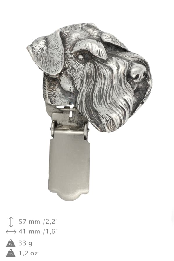 Schnauzer, Schnauzer I - broche med clips, startnummerholder, gave til hundeudstilling af Art-Dog