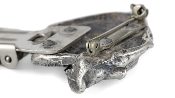 Schnauzer, Schnauzer I - broche med clips, startnummerholder, gave til hundeudstilling af Art-Dog