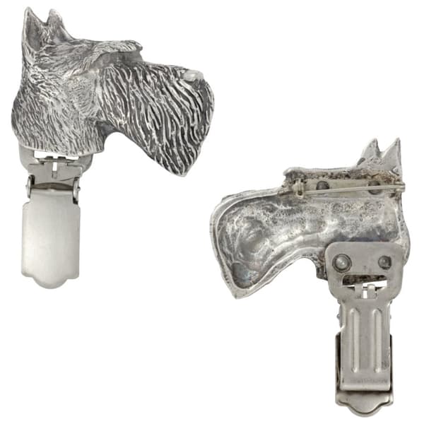 Scottish Terrier, Aberdeen Terrier - broche med clips, startnummerholder, gave til en hundeudstilling af Art-Dog
