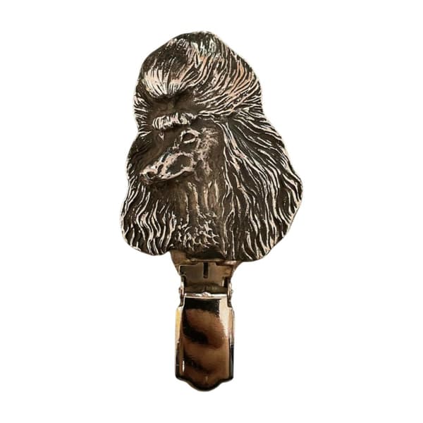 Puddel - broche med clips, holder til startnummer, gave til hundeudstilling af Art-Dog