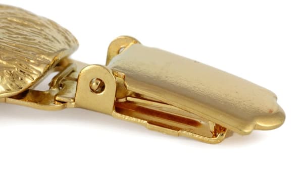Langhåret Chihuahua I - broche med clips, guldbelagt holder til startnummer, elegant nål til hundeudstillinger af Art-Dog