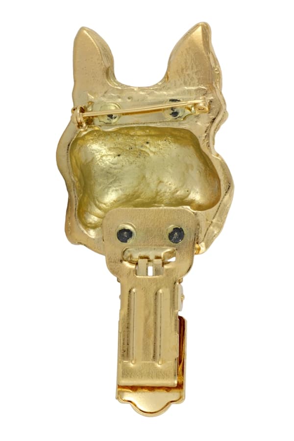 Boston Terrier, Boston Bull Terrier - broche med clips, guldbelagt startnummerholder, elegant hundeudstillingsnål fra Art-Dog