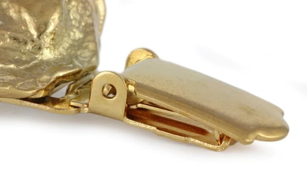 Boston Terrier, Boston Bull Terrier - broche med clips, guldbelagt startnummerholder, elegant hundeudstillingsnål fra Art-Dog