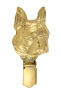 Miniatyrbillede 2 af 11: Boston Terrier, Boston Bull Terrier - broche med clips, guldbelagt startnummerholder, elegant hundeudstillingsnål fra Art-Dog