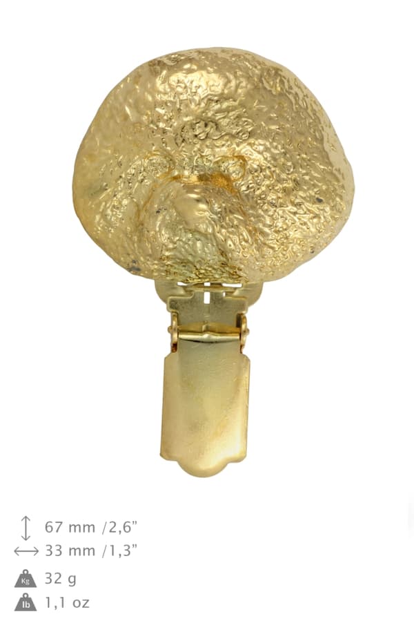 Bichon Frise, Tenerife Dog - broche med clips, forgyldt holder til startnummer, elegant nål til hundeudstilling af Art-Dog
