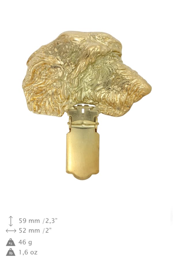 Irsk ulvehund, irsk ulvehund - broche med clips, guldbelagt startnummerholder, elegant hundeudstillingsnål fra Art-Dog