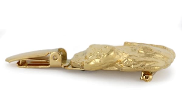 Rottweiler - broche med clips, guldbelagt holder til startnummer, elegant nål til hundeudstillinger af Art-Dog