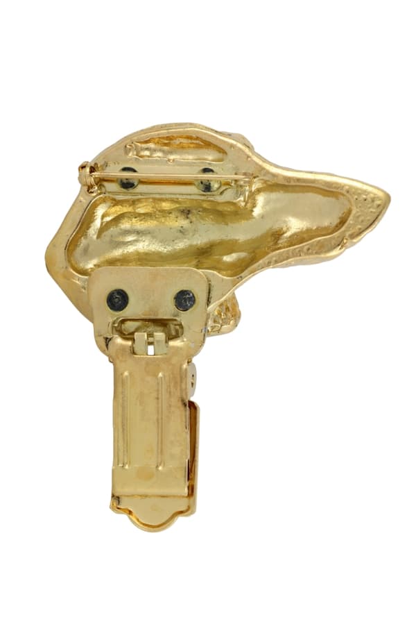 Korthåret gravhund - broche med clips, guldbelagt holder til startnummer, elegant nål til hundeudstilling af Art-Dog