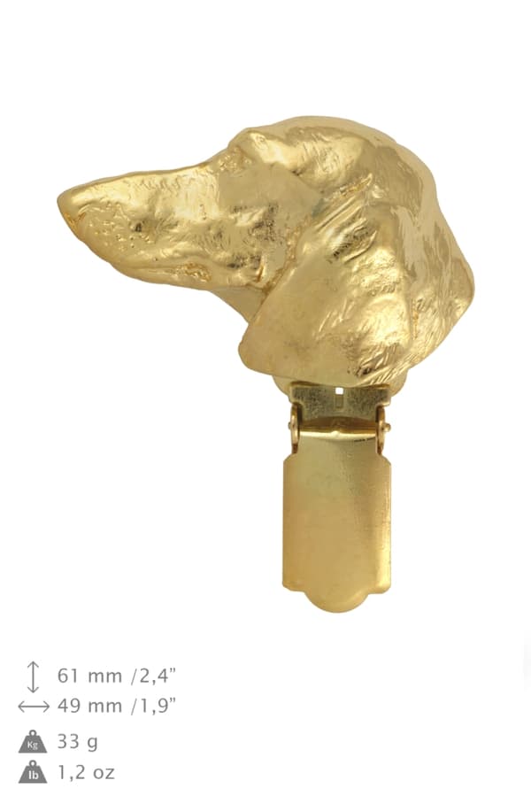 Korthåret gravhund - broche med clips, guldbelagt holder til startnummer, elegant nål til hundeudstilling af Art-Dog