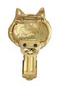 Miniatyrbillede 3 af 11: Norwich Terrier - broche med clips, guldbelagt startnummerholder, elegant hundeudstillingsnål fra Art-Dog
