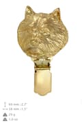 Miniatyrbillede 4 af 11: Norwich Terrier - broche med clips, guldbelagt startnummerholder, elegant hundeudstillingsnål fra Art-Dog