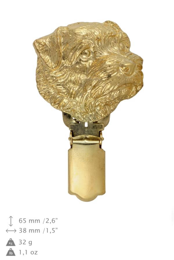 Norfolk Terrier - broche med clips, guldbelagt startnummerholder, elegant hundeudstillingsnål fra Art-Dog