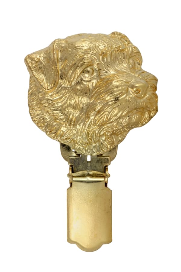 Norfolk Terrier - broche med clips, guldbelagt startnummerholder, elegant hundeudstillingsnål fra Art-Dog