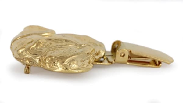 Bullmastiff, Bulmastiff - broche med clips, forgyldt holder til et startnummer, en gave til en hundeudstilling af Art-Dog