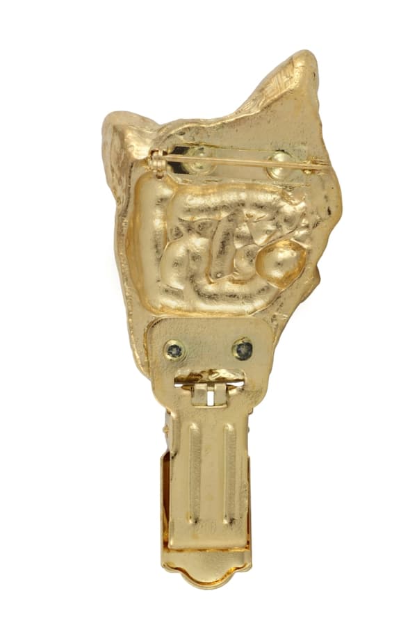 Japanese Chin, Japanese Spaniel - broche med clips, forgyldt startnummerholder, gave til hundeudstilling af Art-Dog